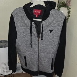GUESS Men's Zip-Up Sweater in Black and Gray